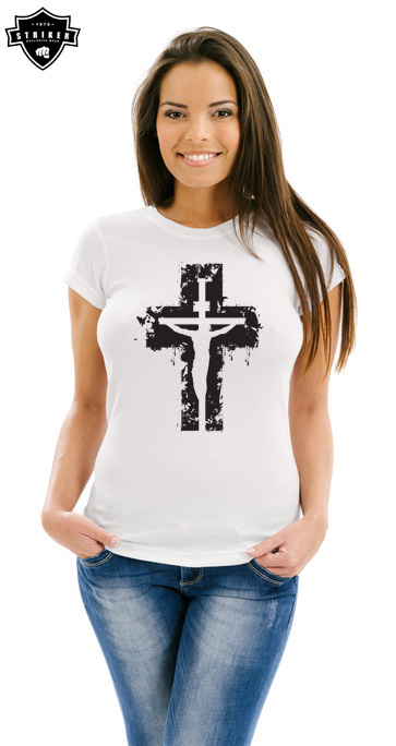 Dámské tričko STRIKER Ježíš na kříži černý